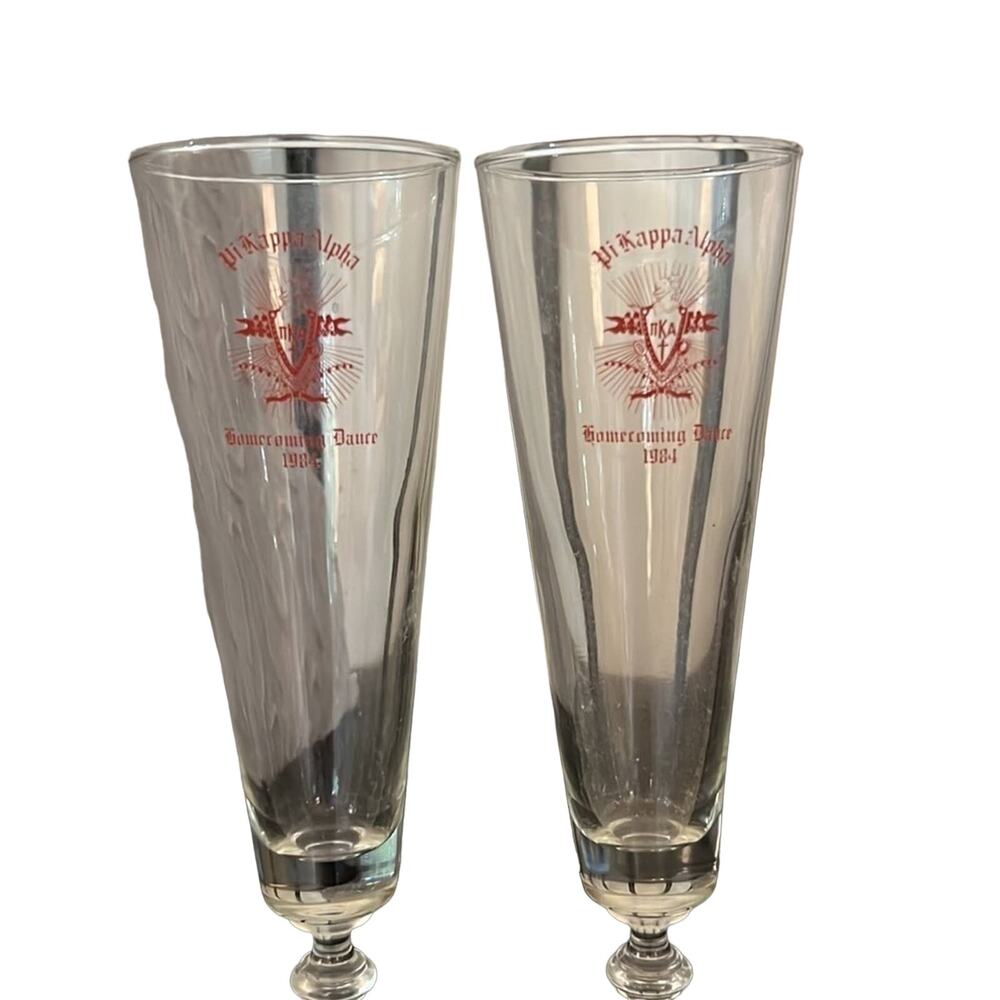 Set of 2 1984 Pi Kappa Alpha Homecoming Dance 1984 Vintage Glassware w PiKaCrest